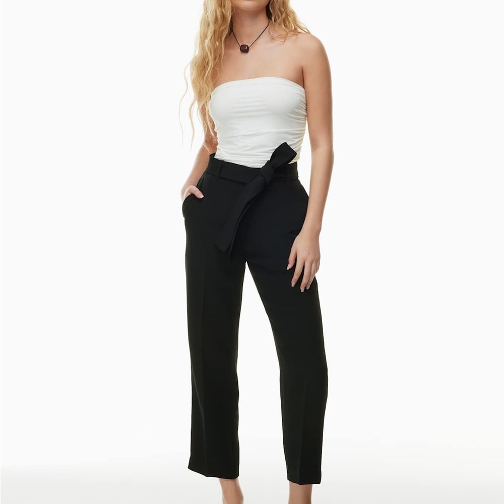 Aritzia Black Wide-Leg Pants with Bow Detail
